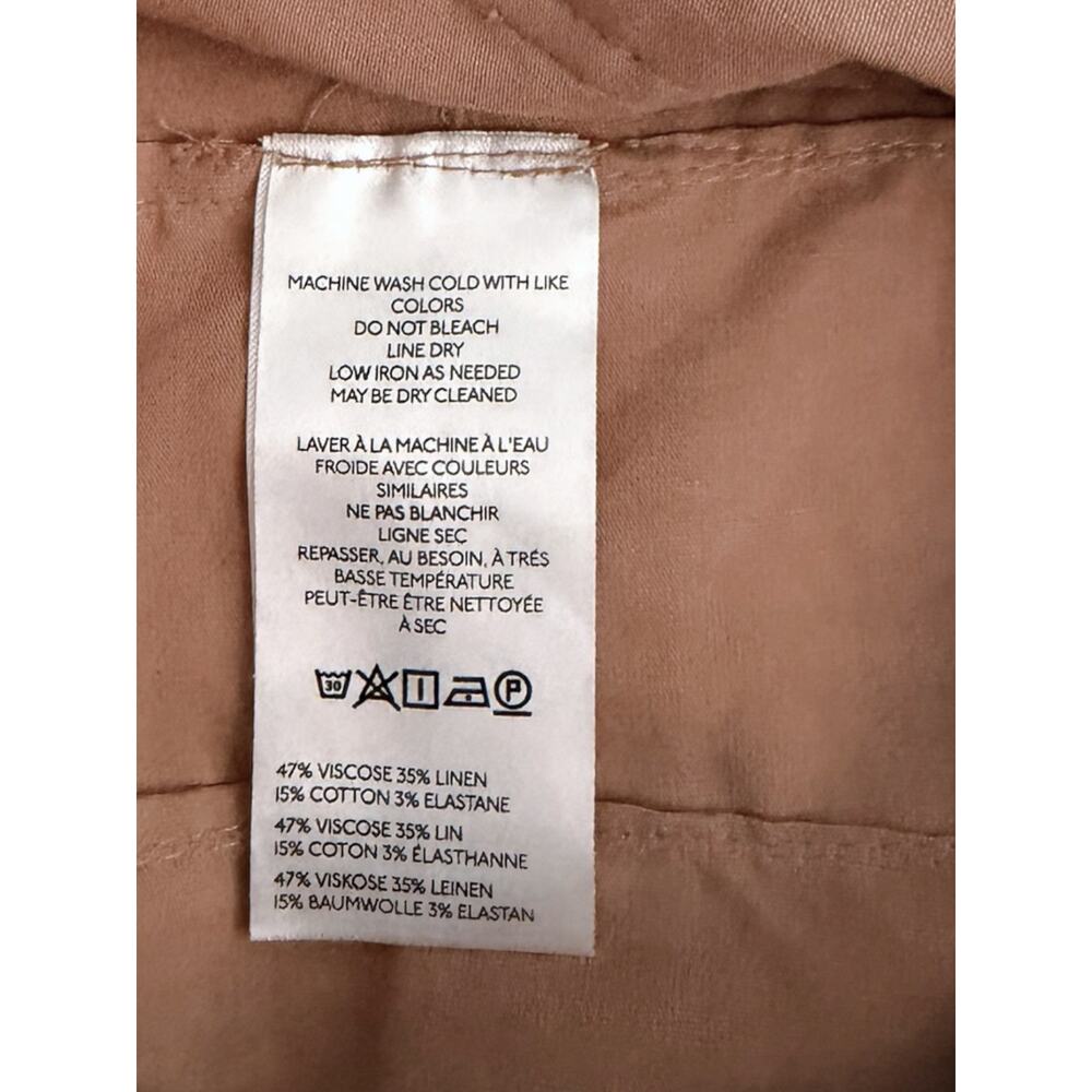Maeve The Colette Full-Length Wide-Leg Pant Womens 31 Tan Camel Linen-Blend NEW - Picture 5 of 6
